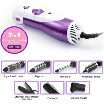 

kemei KM-585 Multipurpose 7 in 1 Anion Hair Care Curler Curling Irons Hair Dryer Roll Comb Hair Straightener Hair Dryer set