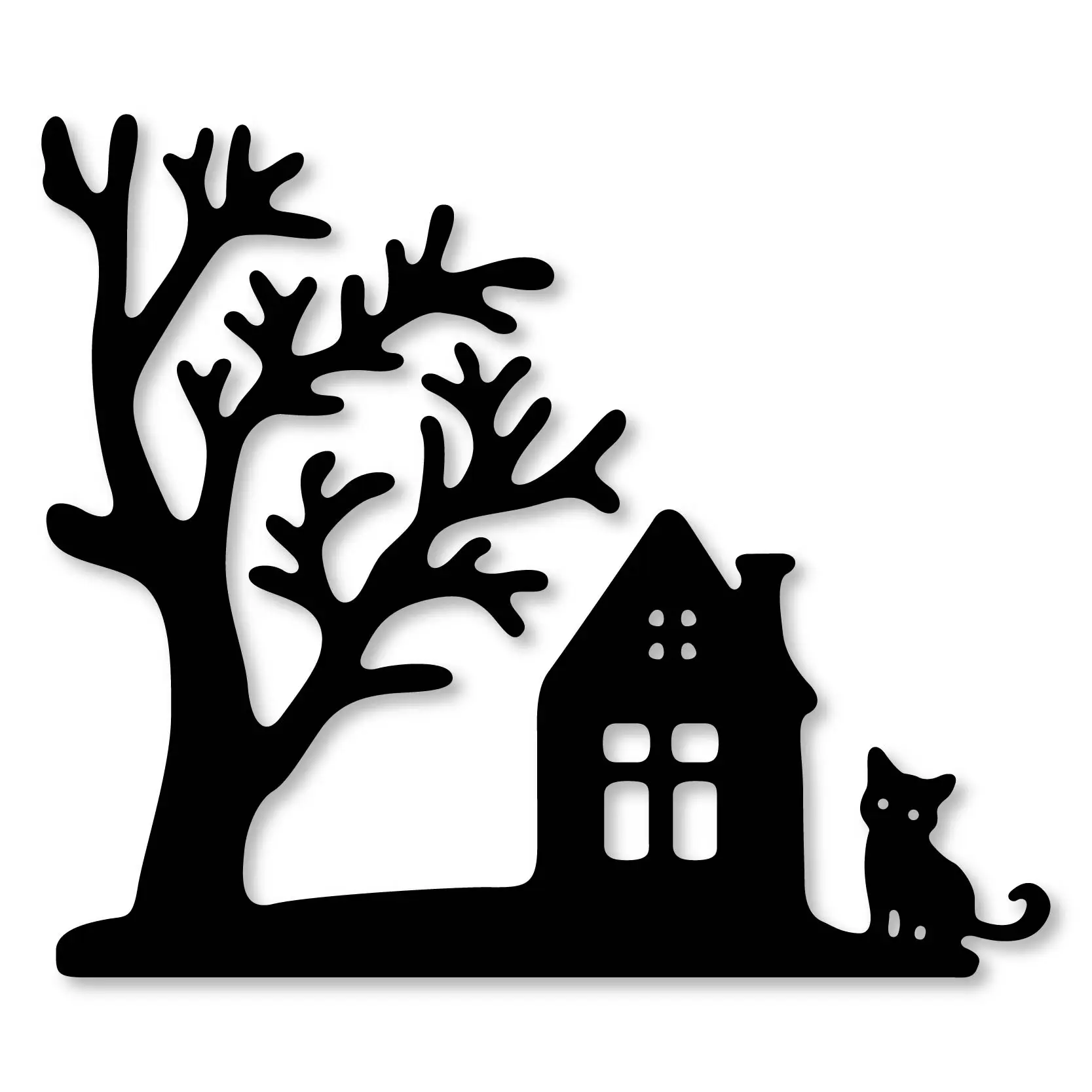 ForeWan Dead Tree House Cat Рамка Металлическая резка Скрапбукинг Ремесло тиснение бумажный
