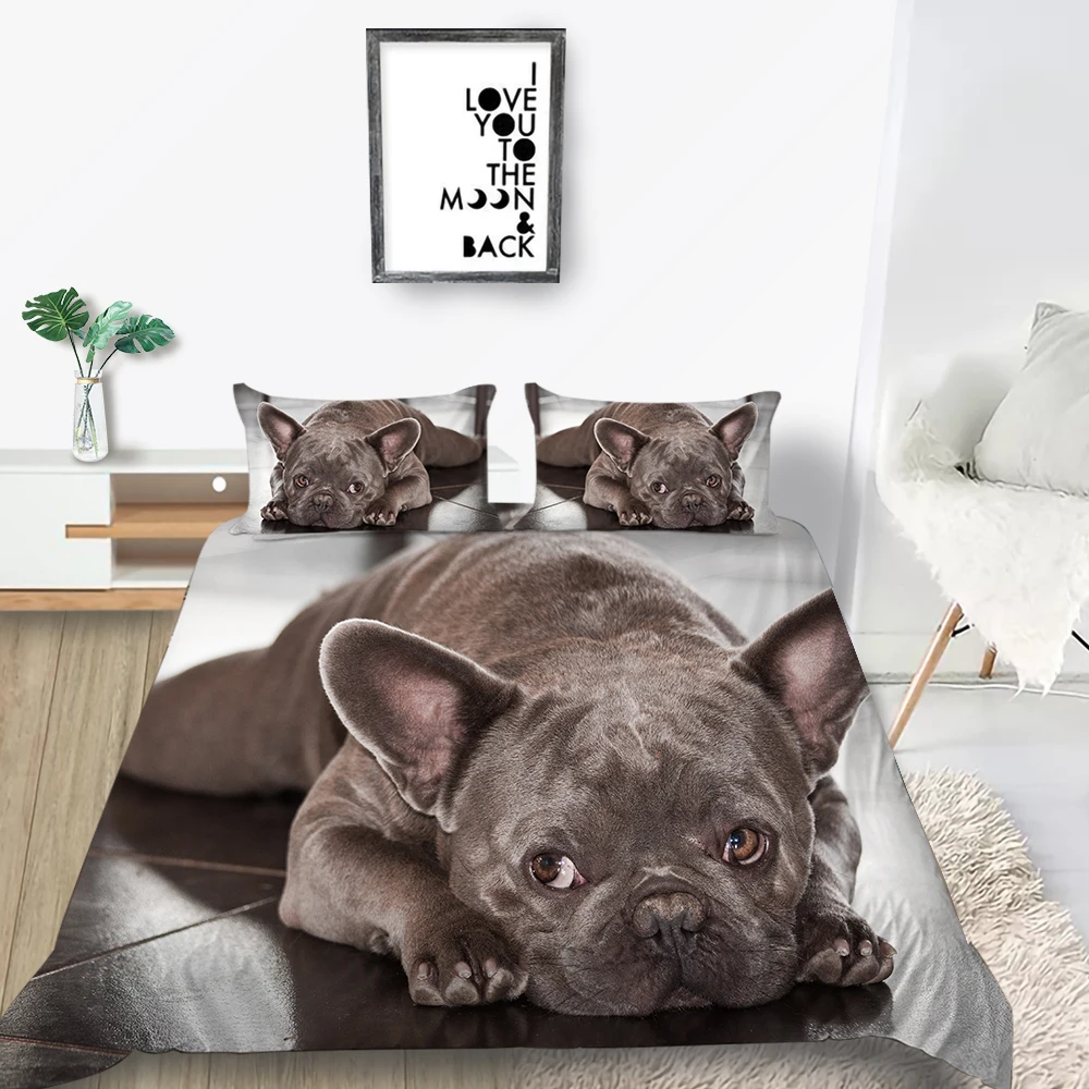 Комплект постельного белья Bulldog модный реалистичный милый мягкий комплект для