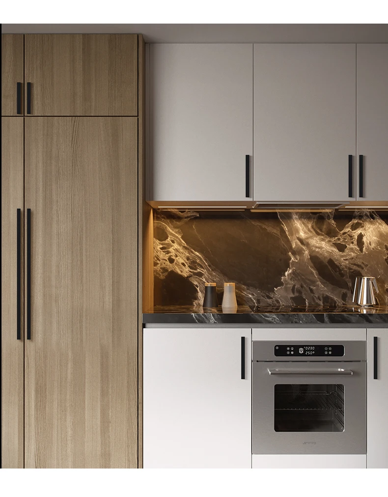 YONFIA 3728 Black Long Aluminium Profile Wardrobe Cabinet Drawer Pull Handle Long Gold Kitchen Furniture Closet Pull Door Handle