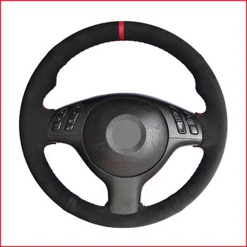 

Red Marker Black Suede Leather Hand-stitched Steering Wheel Cover for BMW E46 E39 330i 540i 525i 530i 330Ci M3 2001 2002 2003