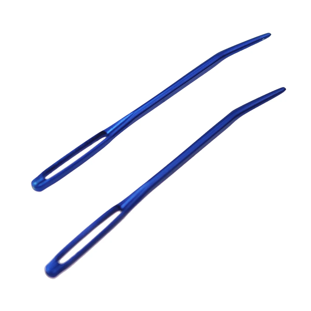 2 Pieces Aluminium Large-eye Bent Tip Tapestry Darning Needle DIY Knitting Craft Apparel Sewing Random Color
