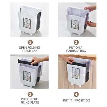 

2 Color Bathroom Kitchen Trash Can Creative Automatic Wall-Mounted Trash Can Folding Trash Can Waste Bins Chopped Vegetables