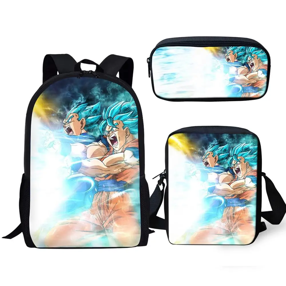 

HaoYun 3PCs/Set Students School Backpack Cartoon Dragon Ball Goku Pattern Book-Bags Teens Notebook Satchel Daypack Rucksack