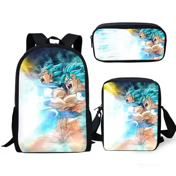 

HaoYun 3PCs/Set Students School Backpack Cartoon Dragon Ball Goku Pattern Book-Bags Teens Notebook Satchel Daypack Rucksack