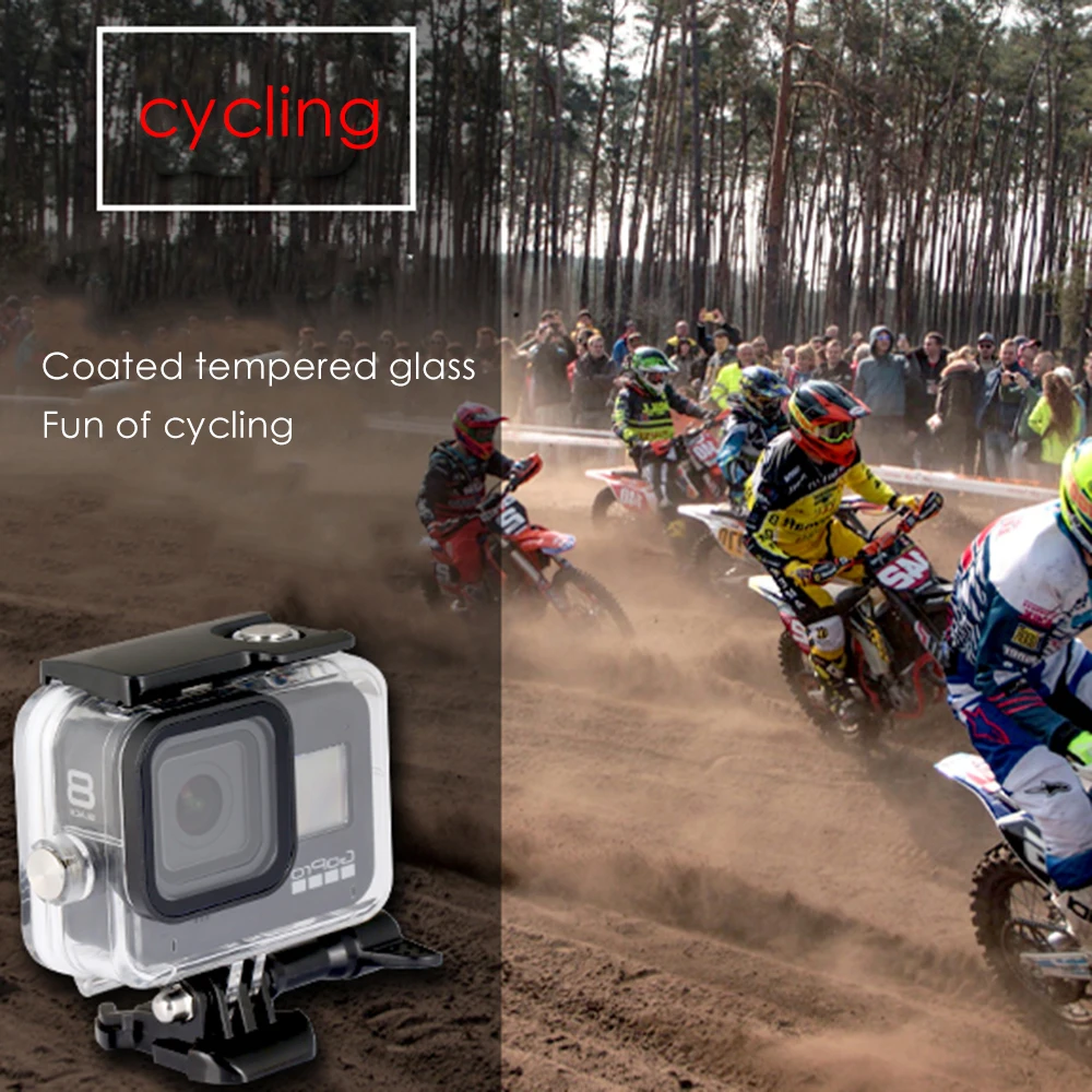 Водонепроницаемый чехол для GoPro Hero 8, черные аксессуары, 60 м/196фт, подводный защитный чехол для дайвинга, подводного плавания