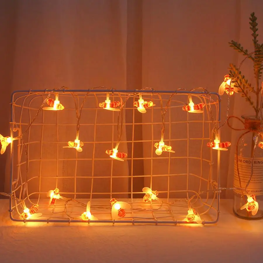 

2M 20 LED Cute Bee String Light Lamps For Wedding Party Holiday Decoration USB Charging Led Light String