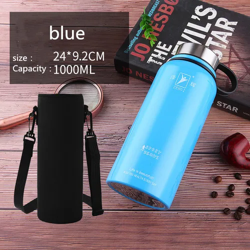 blue 1000ml Большой изолированный чайник 1000 мл 1200 мл 1700 мл большая емкость 304 термос из нержавеющей стали фильтр для чая спорта на открытом воздухе - Цвет: blue 1000ml