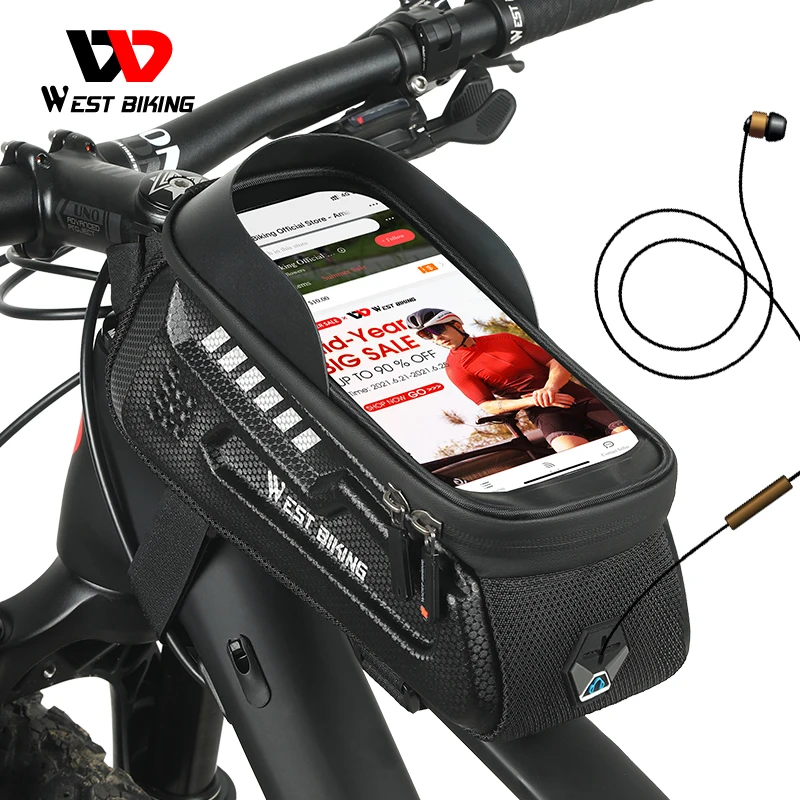 

WEST BIKING Quality EVA Bicycle Bag Waterproof Front Frame Cycling Phone Bag Sensitive Touch Screen MTB Road Bike Top Tube Bag