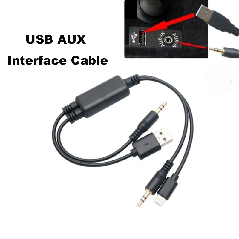 

35CM Dual Lead USB Interface Audio Cable Car AUX Adapter for BMW iPod