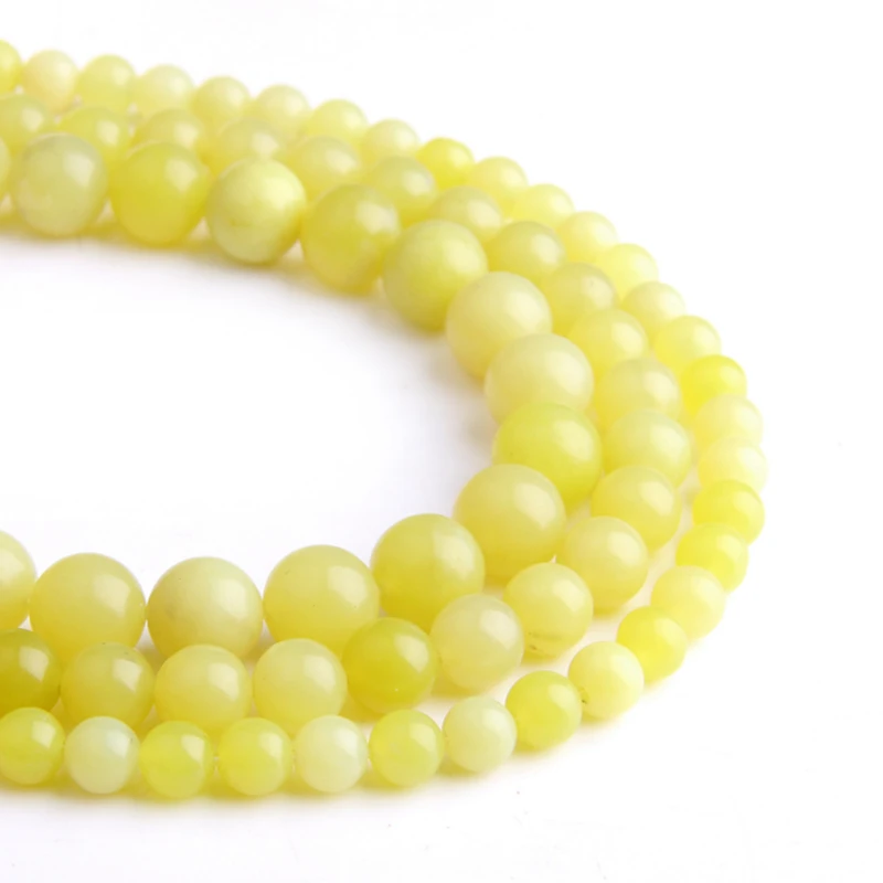 Natural Frosted Lemon Jade Loose Beads 6mm Round 