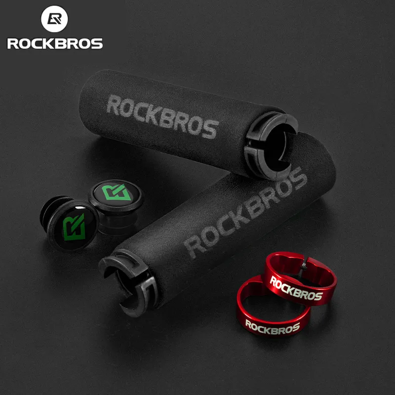 

ROCKBROS Cycling Grips MTB Bicycle Handlebar Anti-skid Shock-absorbing Soft Bike Grip Silicone Sponge Handlebar Accessories
