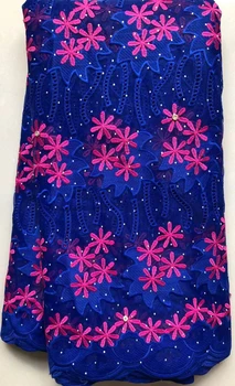 

Wholesale African Tulle Lace Fabric High Quality 2020 French Net Lace blue Color Embroidered Beaded Nigerian Lace Fabric ELL4585