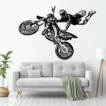 

Motorcross Wall Decal Free style ATV Quad Motor Dirt Bike Wall Sticker Vinyl motorcycle Custom boys teenagers room Decor C487