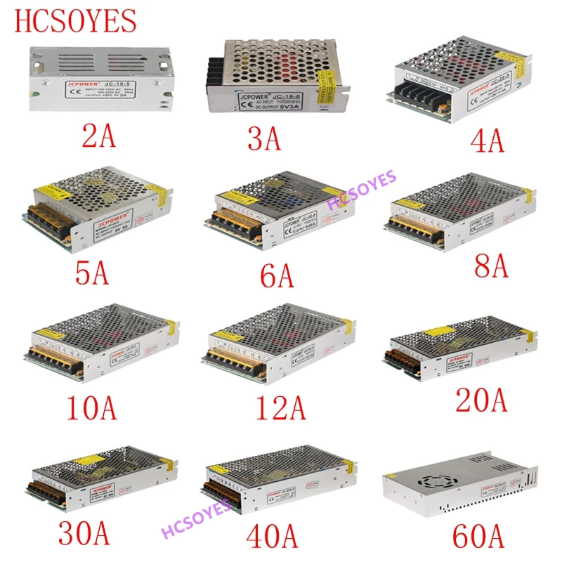 DC 5V 2A/3A/4A/5A/6A/8A/10A/12A/20A/30A/40A/60A переключатель светодиодный Питание трансформаторы