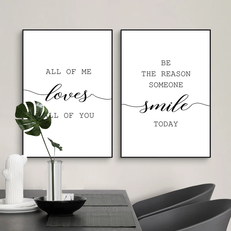 

ALL OF ME LOVES Wall Art Canvas Painting Nordic Quote Poster Ins Printing Livingroom bed room Home Wall picture Decoration