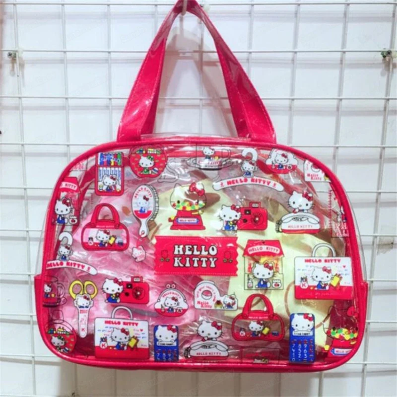 HELLO KITTY модная женска сумка из ПВХ материала Сумочка Прозрачная мягкая косметичка