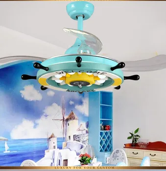 

fan light invisible ceiling fan light dining room bedroom pirate ship steering wheel LED fan Ceiling Light Kindergarten