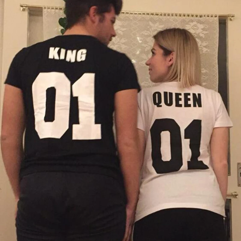 Женская летняя футболка с коротким рукавом и надписью|couple clothes|t shirt king queenshirt queen |
