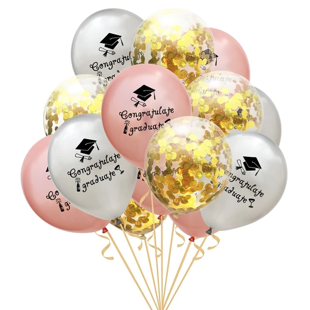 1-15pcs Graduation Balloons Gold Silver Black Latex Balloon Confetti Ballons 2022 Congratulation Grad Party Decoration Supplies S04-15pcs