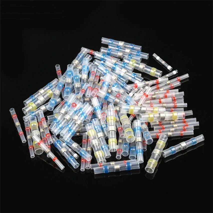 

100PCS Waterproof Tin Solder Seal Electrical Connectors Heat Shrink Butt Connectors Waterproof Wire Connectors AWG 26 to10
