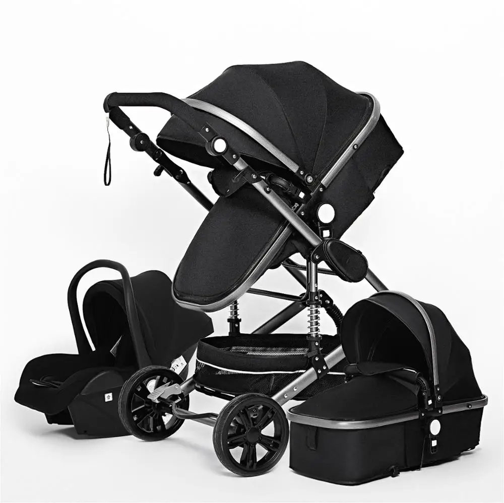 Multifunctional 3 in 1 Baby Stroller Portable High Landscape 4 Wheel Stroller Folding Carriage Gold Baby Newborn baby stroller