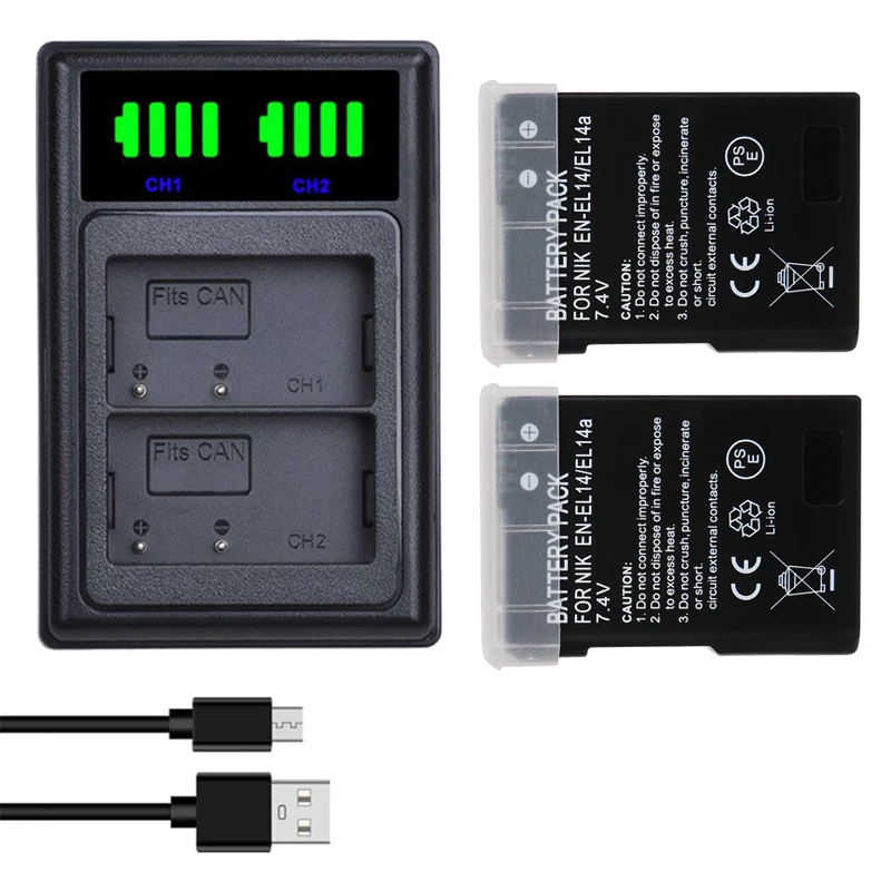 ENEL 14 EN EL14A EL14 RU Камера Батарея + светодиодный двойной USB Зарядное устройство для Nikon