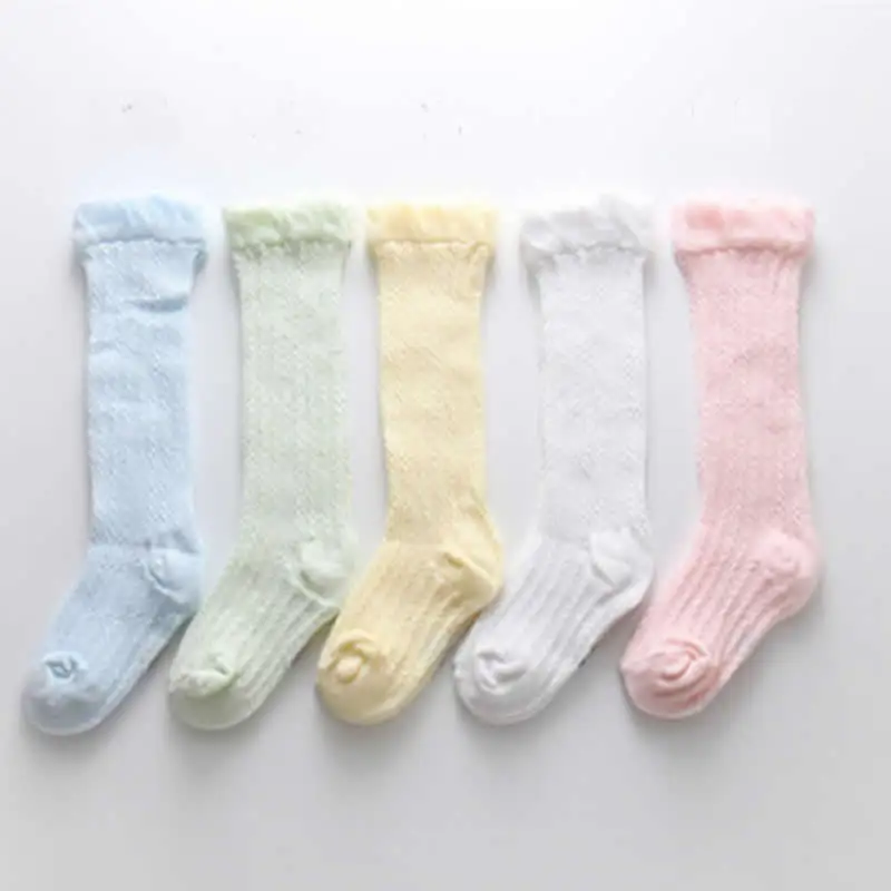 Toddlers Baby Girls Boys Knee High Socks summer thin Solid Cotton Good Air Permeability Sock for Newborns Infantile 0-24months | Детская