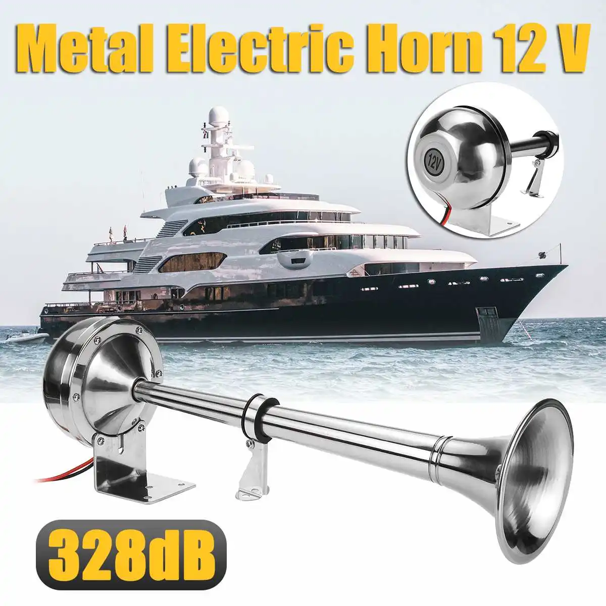 328DB 12V Super Loud Universal Air Horn Single Trumpet Chrome Compressor  For Car Truck Boat Motorcycle - AliExpress