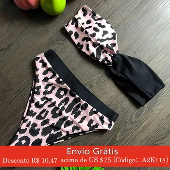 

Leopard Print Bikini High Waist Swimsuit Thong Brazilian Biquini High Cut Bikini Set Bathing Suit Women Swimwear Bandeau Bikinis