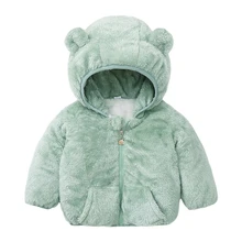 

New Winter Warm Children's Jacket Clothes Thick Coral Fleece Hooded Zipper Coat Baby Snowsuit Outerwear Clothes 1-7Years