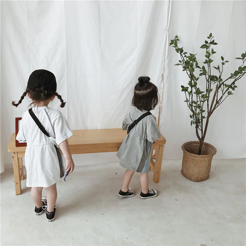 Новое Летнее спортивное платье в Корейском стиле для девочек детское с короткими