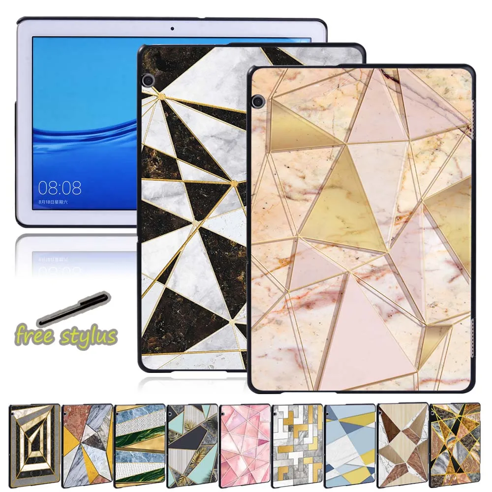 

For Huawei MediaPad T3 8.0 8 Inch/T3 10 9.6 Inch/T5 10 10.1 Inch Anti-fall Tablet Case with Irregular Shape Pattern+ Free Stylus