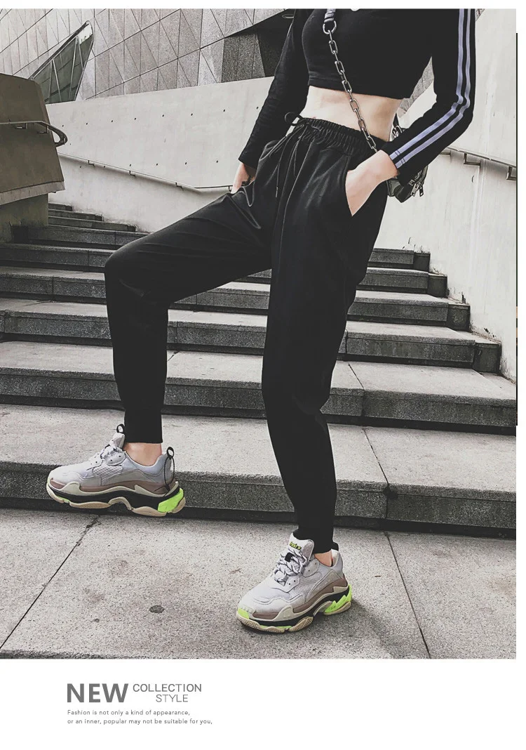 BIVIGAOS New INS Trendy Fashion White Stripe Sports Pants Joggers Women Sweatpants Spring Autumn Slimming Casual Harem Pants