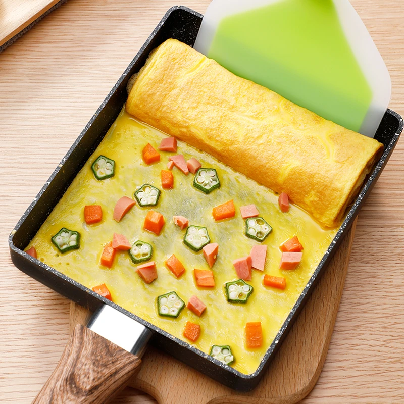 Tanie Różowa patelnia Tamagoyaki japoński kamień medyczny ze stopu aluminium Pan Maker non stick do smażenia jajek Pan Pancake Pot różowy naczynia