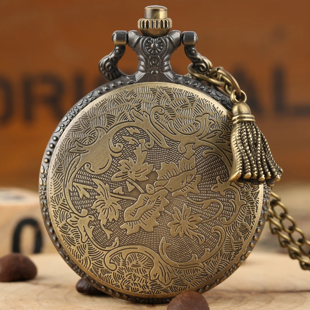 Slim Chain Clock Pocket Watch relogio Montres Big Fish Pattern Case Large White Dial with Arabic 2