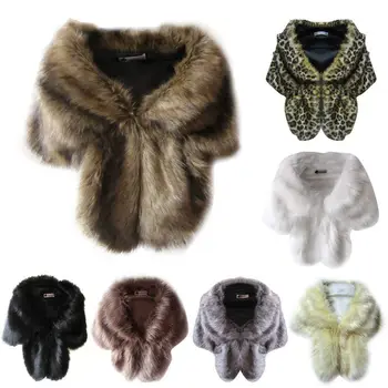

Women Faux Fur Wedding Coats Winter Warm Jacket Shrug Shawl Outerwear Lady Cape Daily Wear