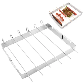 

Durable Simple Flat Forks Outdoor Sticks Barbecue Reusable Tool Stainless Steel Rack Included BBQ Skewers Superior Grilling