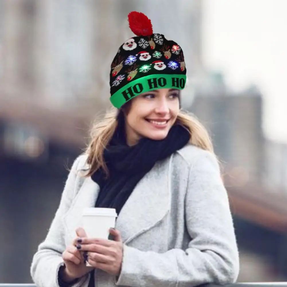 Christmas Hat Led Luminous Men And Women Autumn And Winter Warm Knit Hat Dance Party Decoration Birthday Holiday Gift Sale