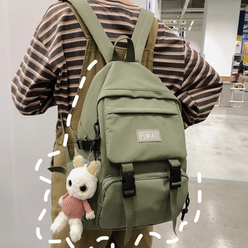 

Women Waterproof Buckle Backpack Nylon Student Cute School Bag Girl Female Kawaii Backpack Laptop Fashion Book Bag Ladies Luxury