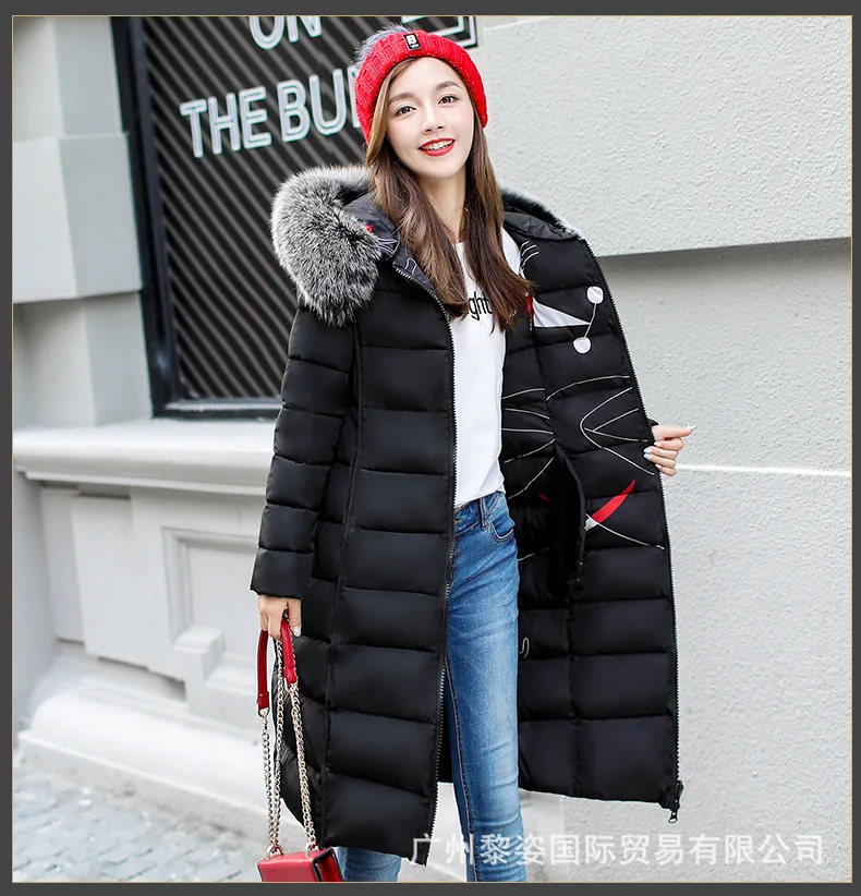 Женская куртка-парка зимние пальто с длинным рукавом хлопковые Повседневное Куртки с меховым капюшоном Для женщин толстые теплые зимние куртки, на детей, женская верхняя одежда, пальто
