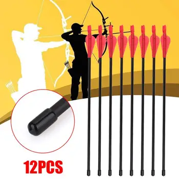 

12pcs Practice Arrows Shooting Dress Up Props Hard Arrows Detachable Target Eye Black Powerful Training Bow Hunting Arrow