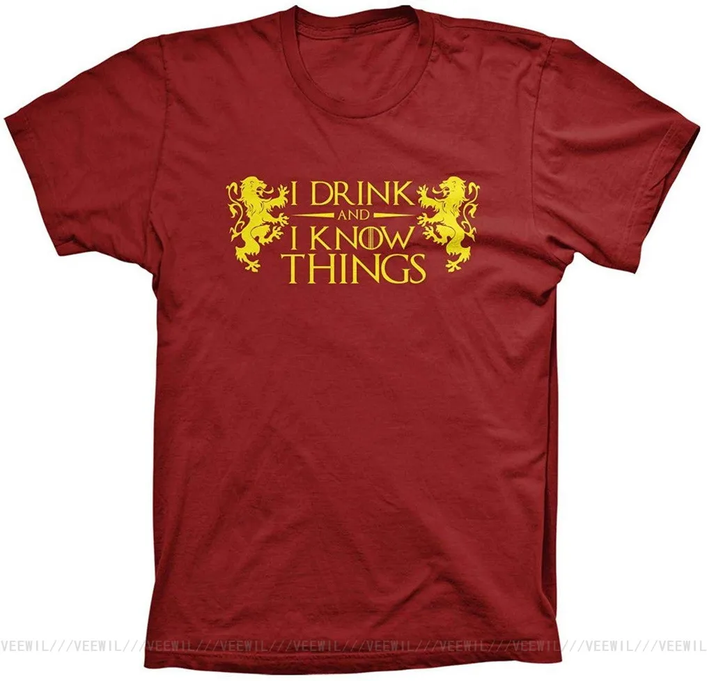 Забавная Футболка I Drink And знаем Things футболки Tyrion Lannister для мужчин и женщин