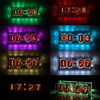 

IN-12 Glow Tube Clock Colorful 4 Digits LED Retro Clock Nursery Home Living Room Bedroom Decoration Nixie Clock