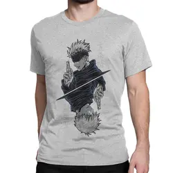 Men's Vintage Anime Graphic T - Shirt - Gojo Satoru Manga Design, 100% Cotton, Funny Short Sleeve Tee Gift - S (GRAY)