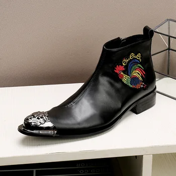 

Martin Boots Trend Men's Shoes Genuine Leather High Top Fashion Zapatos De Hombre Men Boots Pointed Toe Ankle Cow Leather Rubber