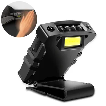 

COB LED Cap Light Headlight USB Charging Head Lamp Induction Flashlight Clip on Hat Light Fishing Head Lamp New Rechargable