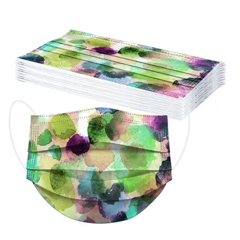 

10/20/50pc Adult Tie-dye Printed Mask Disposable Protection Three Layer Mouth Face Mask Bouche Couverture Visage Shilé Masque