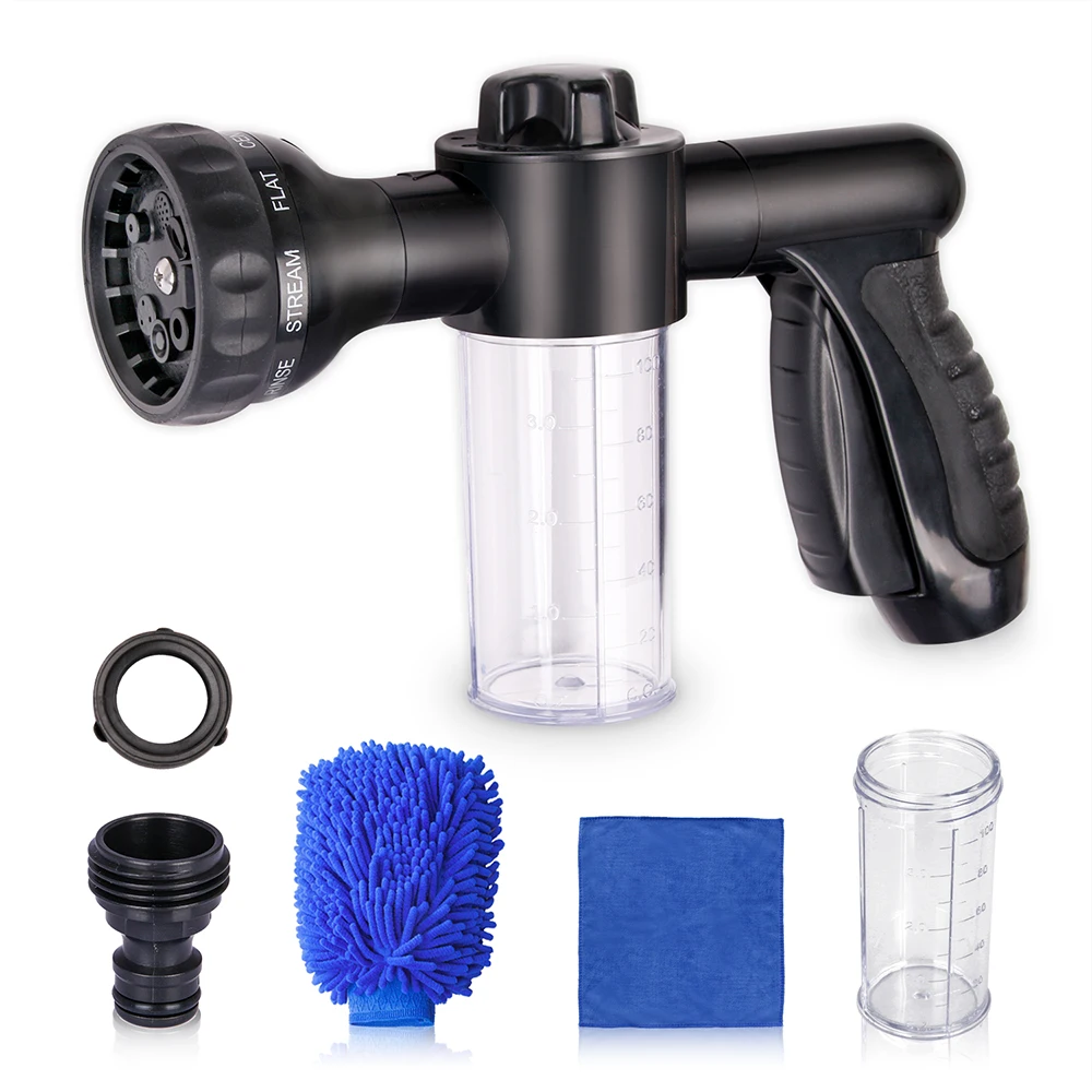 Car Wash Brush Foam Gun 8in1 Garden Hose Nozzle Foam Cannon Bottle Soap  Sprayer