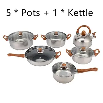 

Stainless Steel Pot Set Boiler Milk Pot Soup Pot Pan Frying Pot Pan Water Kettle Camping Cookware Cooking Teapot Kitchen Tools